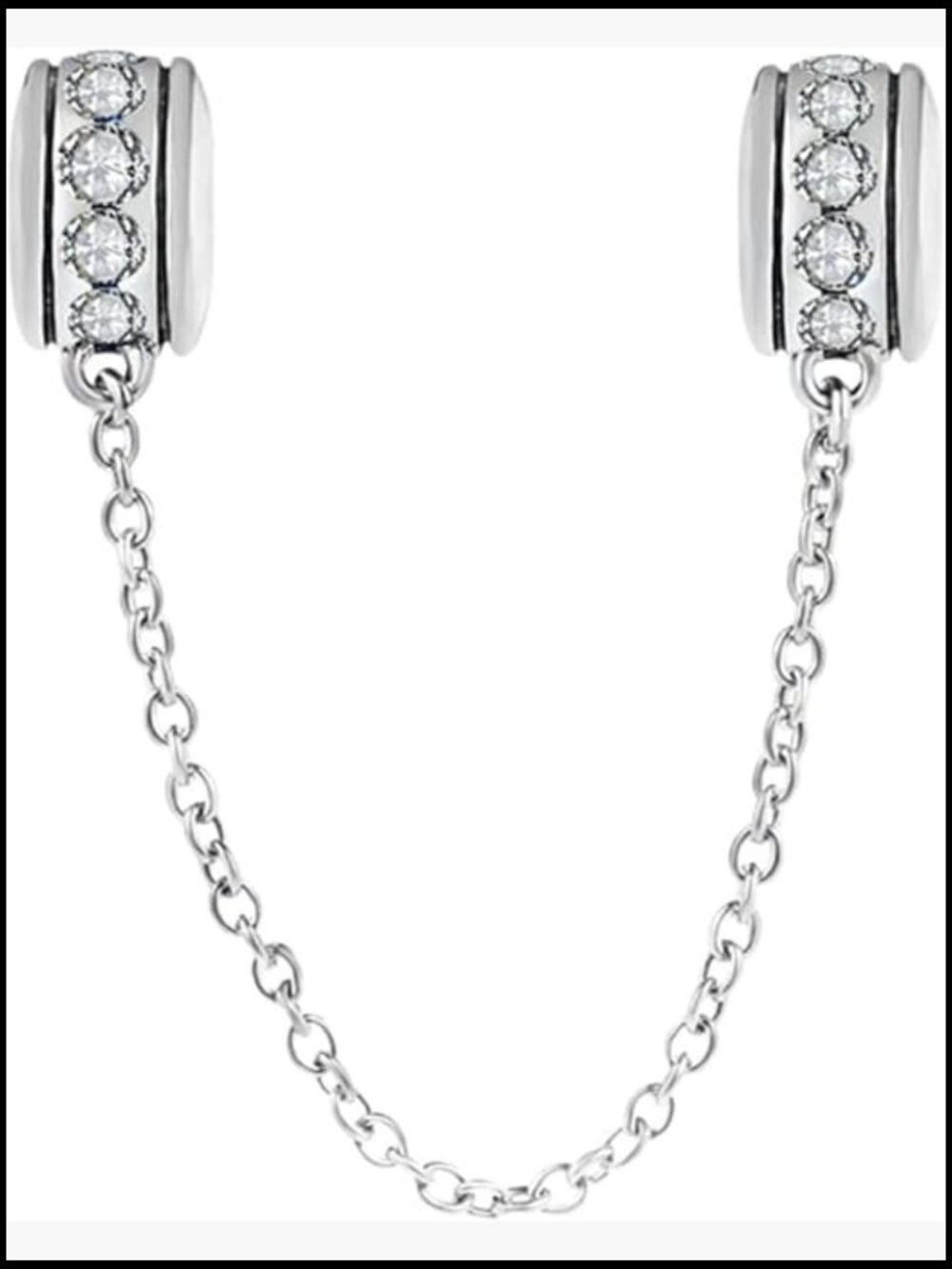 925 Sterling Silver Safety Chain Clip Stopper Charm Spacer Bead for Bracelets